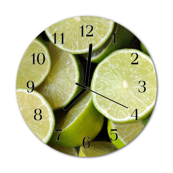 Glass Kitchen Clock Lime fruit green