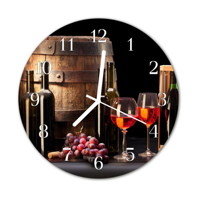 Glass Kitchen Clock Wine Barrel Food and Drinks Brown