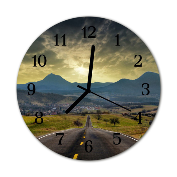 Glass Kitchen Clock Way mountains way mountains grey