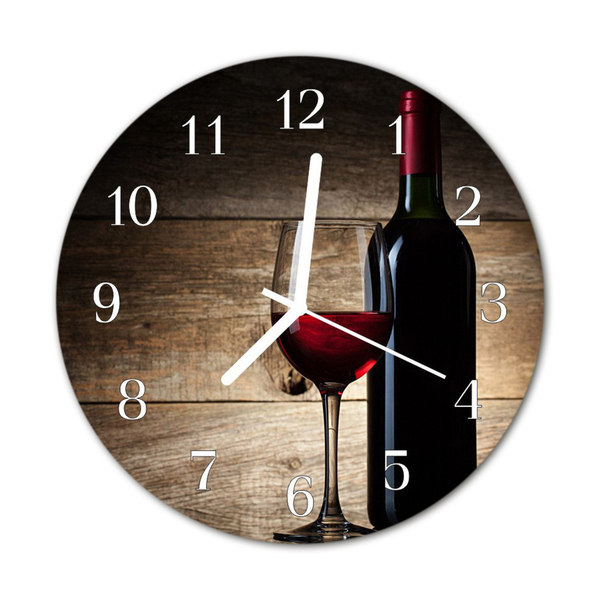 Glass Kitchen Clock Wine Food and Drinks Red