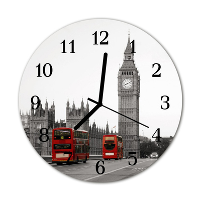 Glass Kitchen Clock London beverages red