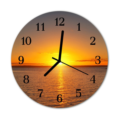 Glass Kitchen Clock Sunset nature orange