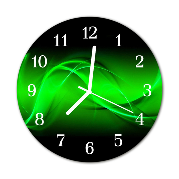 Glass Kitchen Clock Abstract Abstract Art Green