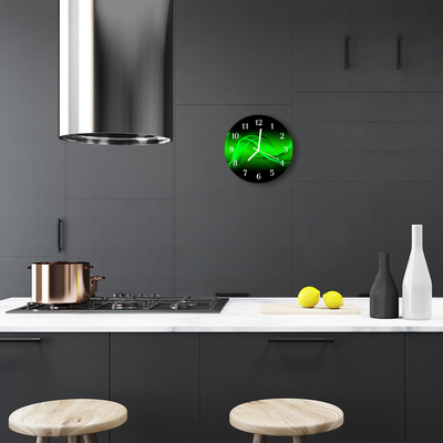 Glass Kitchen Clock Abstract Abstract Art Green