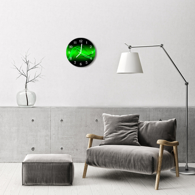 Glass Kitchen Clock Abstract Abstract Art Green