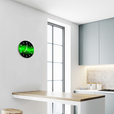 Glass Kitchen Clock Abstract Abstract Art Green