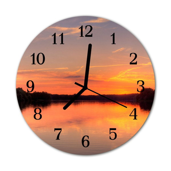 Glass Kitchen Clock Sunset nature orange