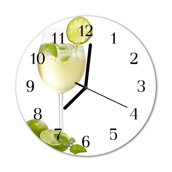 Glass Kitchen Clock Lime fruit green