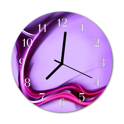 Glass Kitchen Clock Abstract Art Purple