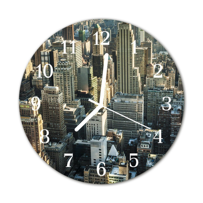 Glass Kitchen Clock Skyline Beverages Multi-Coloured