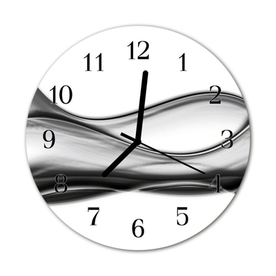 Glass Kitchen Clock Abstract art grey