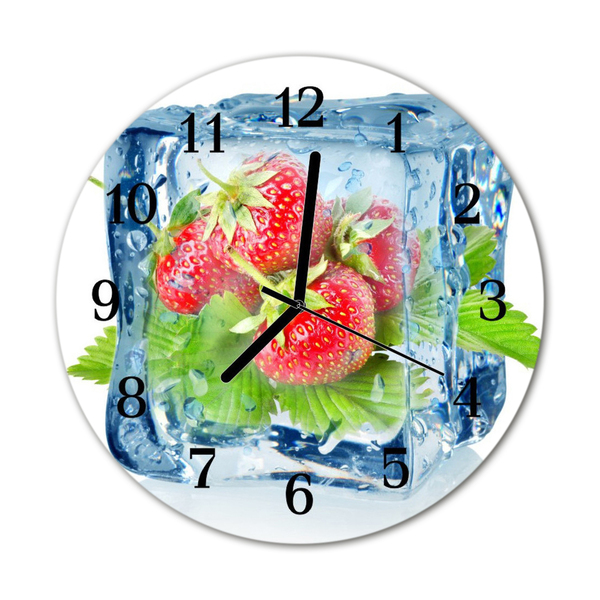 Glass Kitchen Clock Ice strawberries ice fruit multi-coloured