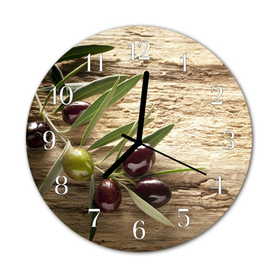 Glass Kitchen Clock Olives Olives Brown