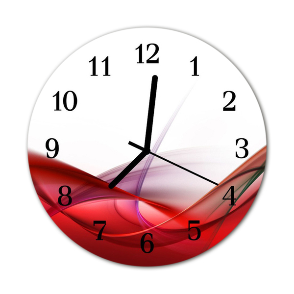 Glass Kitchen Clock Abstract art red