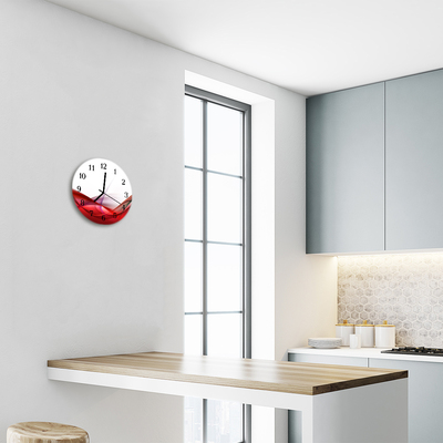 Glass Kitchen Clock Abstract art red