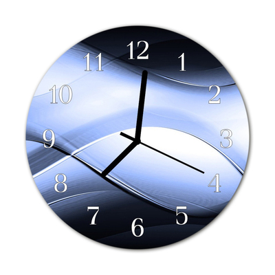 Glass Kitchen Clock Abstract Art Blue