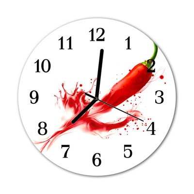 Glass Kitchen Clock Chili pepper chili pepper red