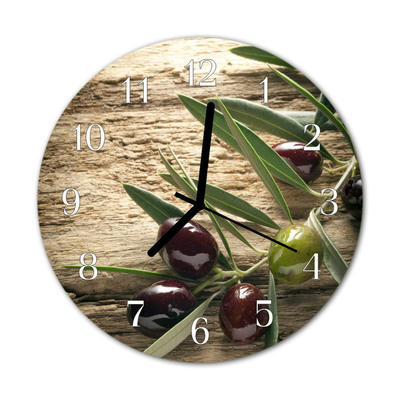 Glass Kitchen Clock Olives Olives Brown