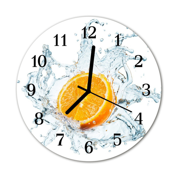 Glass Kitchen Clock Water orange water orange orange