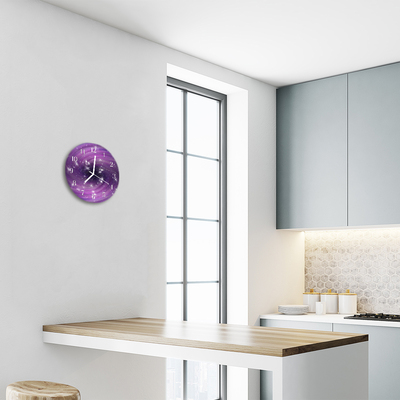 Glass Kitchen Clock Abstract Abstract Art Purple