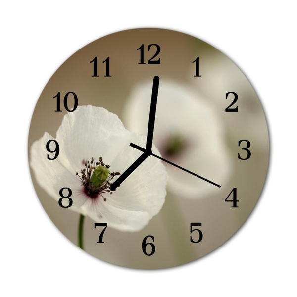 Glass Kitchen Clock Poppy poppy white