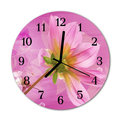 Glass Kitchen Clock Flower flower pink