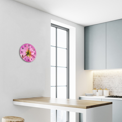 Glass Kitchen Clock Flower flower pink