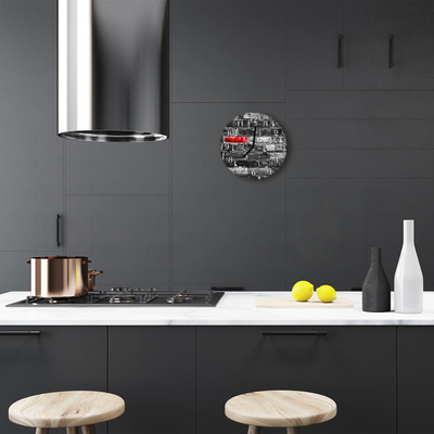 Glass Kitchen Clock Brick Architecture Grey