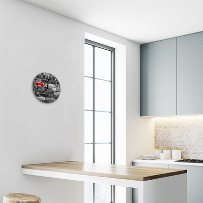 Glass Kitchen Clock Brick Architecture Grey