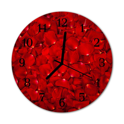 Glass Kitchen Clock Rose petals blossoms red