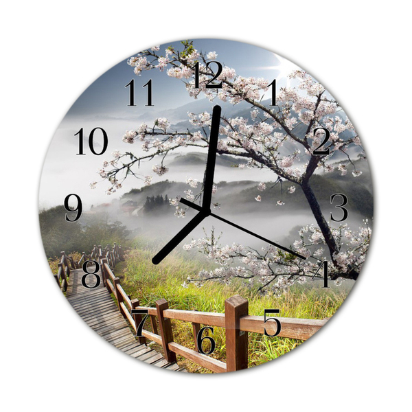 Glass Kitchen Clock Spring nature multi-coloured