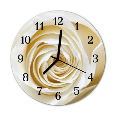 Glass Kitchen Clock Rose flowers white