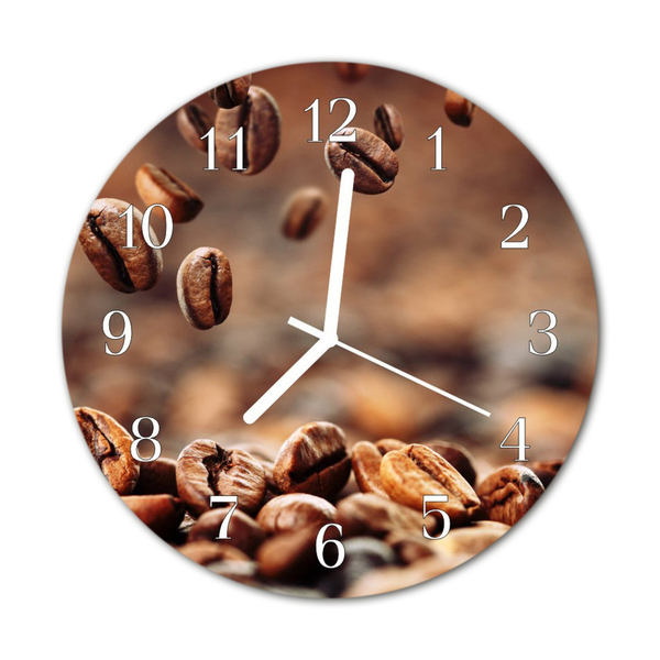 Glass Kitchen Clock Coffee Beans Food and Drinks Brown