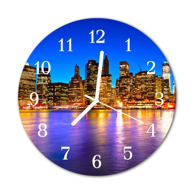 Glass Kitchen Clock Skyline Beverages Multi-Coloured