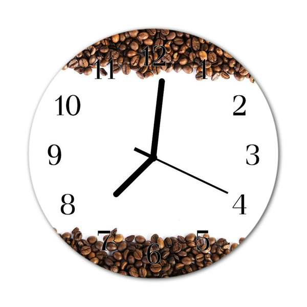 Glass Kitchen Clock Coffee beans food and drinks brown