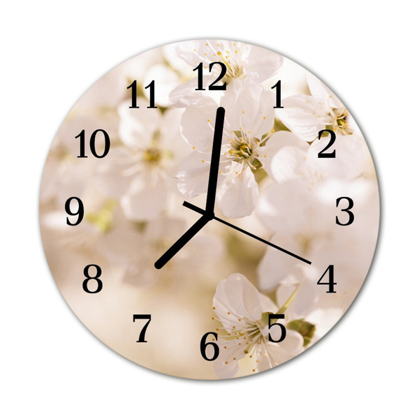 Glass Kitchen Clock Flowers flowers white