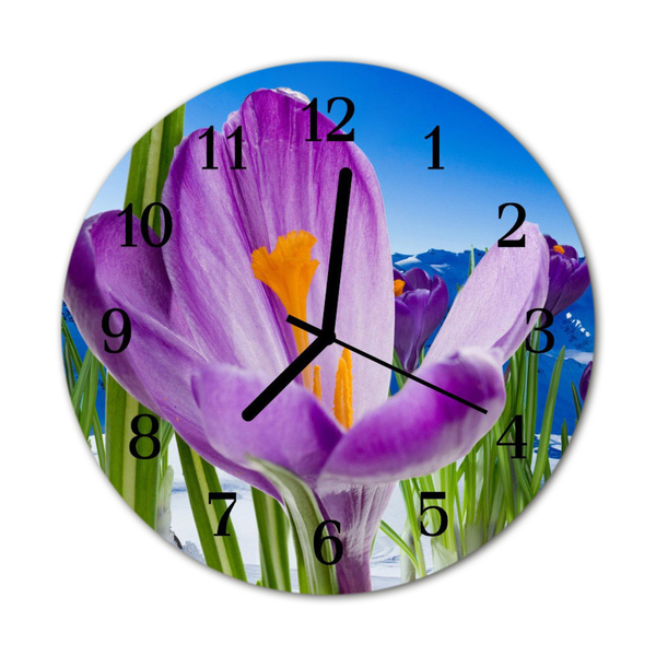 Glass Kitchen Clock Spring nature purple