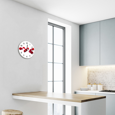 Glass Kitchen Clock Rose petals blossoms red