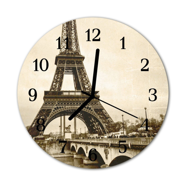 Glass Kitchen Clock Paris towns grey