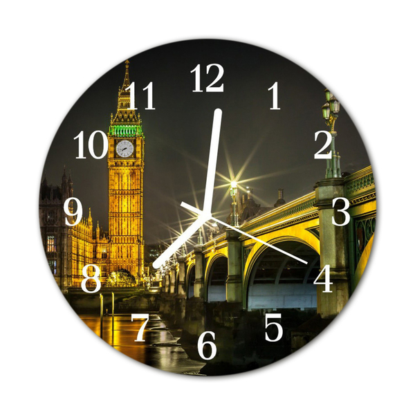 Glass Kitchen Clock London Beverages Yellow