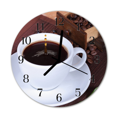 Glass Kitchen Clock Coffee food and drinks brown