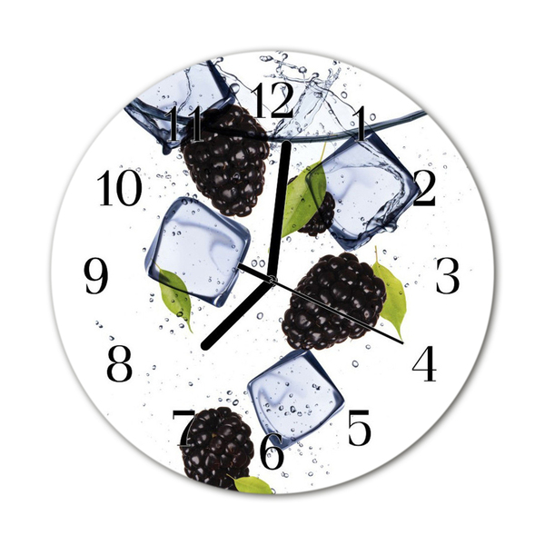 Glass Kitchen Clock Blackberries blackberries black