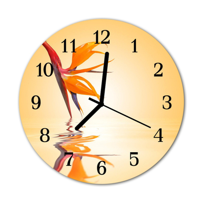 Glass Kitchen Clock Flower flower orange