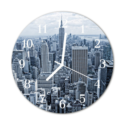 Glass Kitchen Clock City City Grey