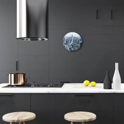 Glass Kitchen Clock City City Grey