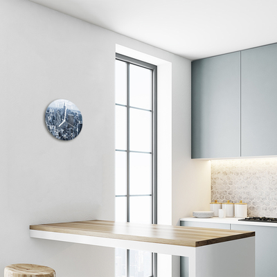 Glass Kitchen Clock City City Grey