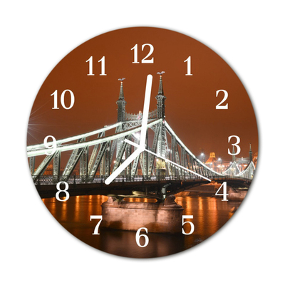 Glass Kitchen Clock Bridge Architecture Multi-Coloured