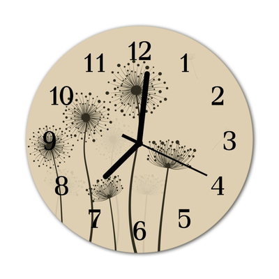 Glass Kitchen Clock Flowers flowers brown