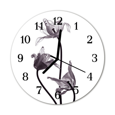 Glass Kitchen Clock Flowers flowers grey