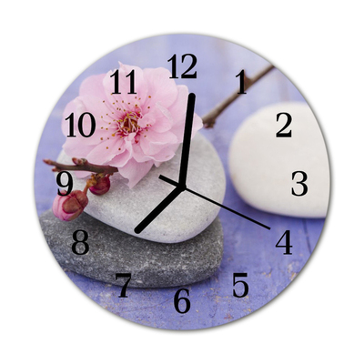 Glass Kitchen Clock Stones stones white